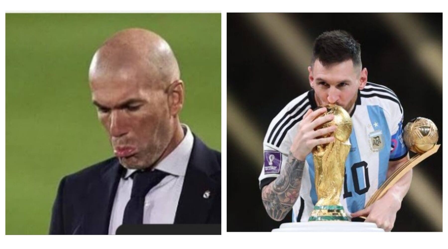A picture of the stars Lionel Messi and Zidane