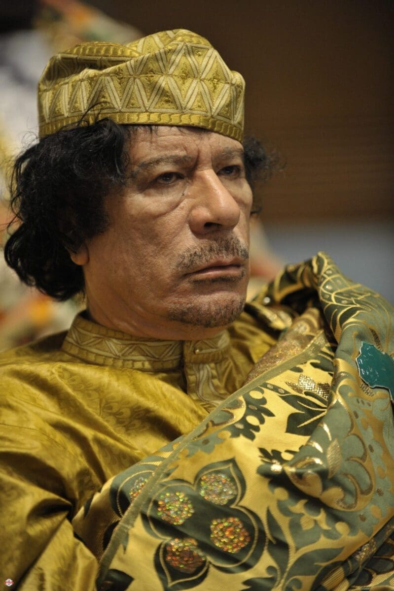 Muammar Qaddafi، the Libyan chief of state، attends the 12th African Union Summit in Addis Ababa، Ethiopia، Feb. 2، 2009. Qaddafi was elected chairman of the organization. (U.S. Navy photo by Mass Communication Specialist 2nd Class Jesse B. Awalt/Released)