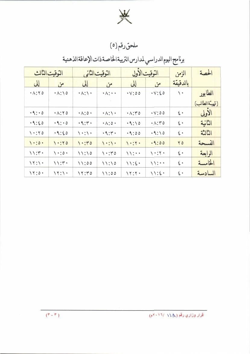 مواعيد الدراسة والامتحانات بسلطنة عمان0008