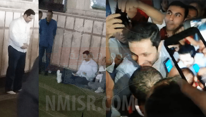 علاء مبارك في صلاة الفجر بمسجد الحسين