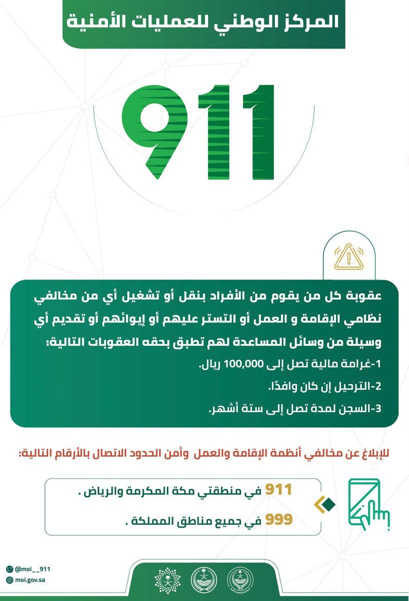 الداخلية السعودية تحدد عقوبات مخالفي قواعد نظام الإقامة والعمل 2022