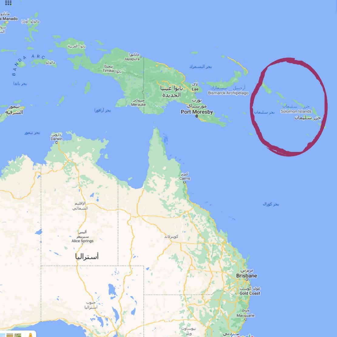 خريطة جزر سليمان بالتفصيل مع استراليا