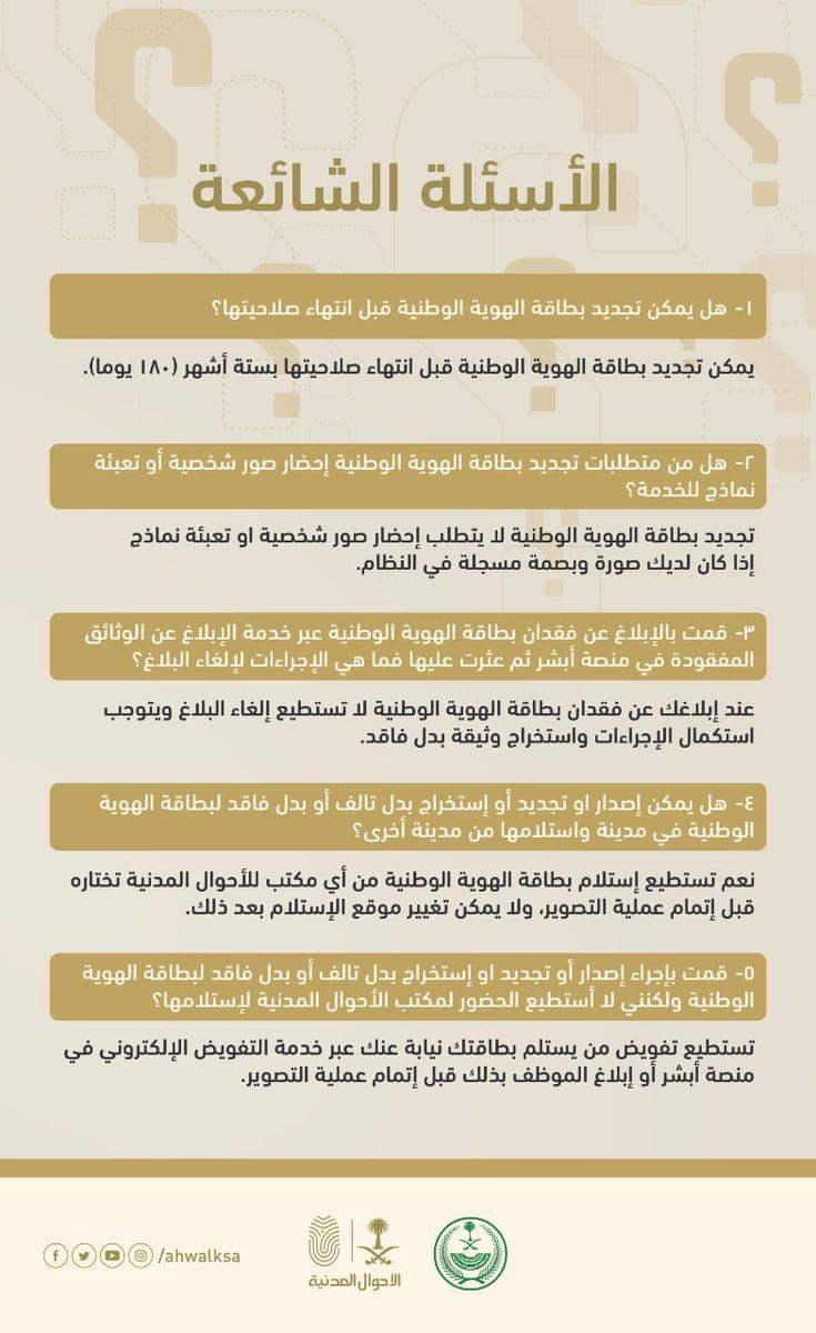 معلومات تهمك حول بطاقة الهوية الوطنية السعودية من قبل الأحوال المدنية 