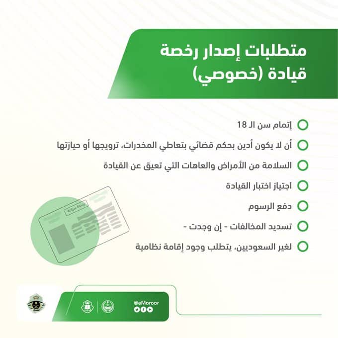 متطلبات استخراج رخصة قيادة خصوصي في السعودية