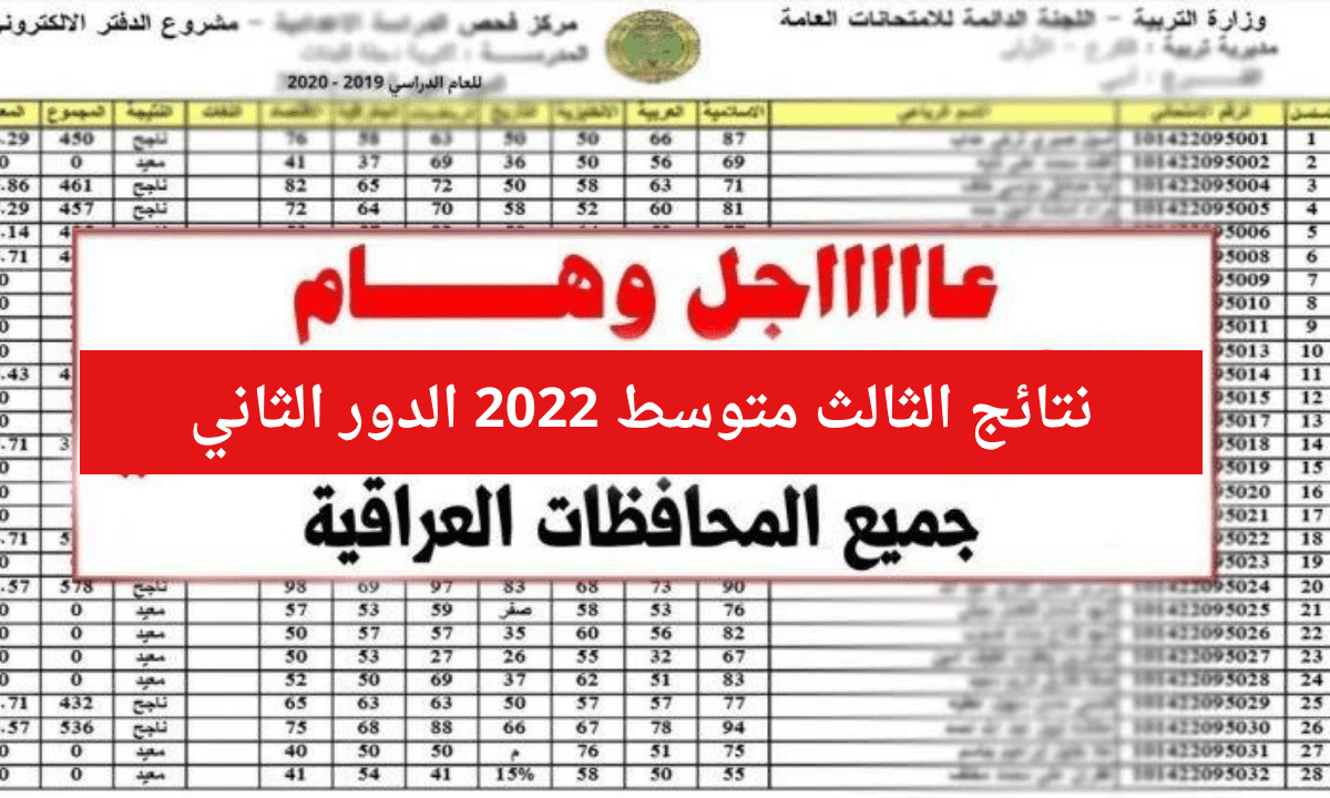 كيفية استخراج نتائج الثالث متوسط 2022 الدور الثاني في جميع محافظات العراق