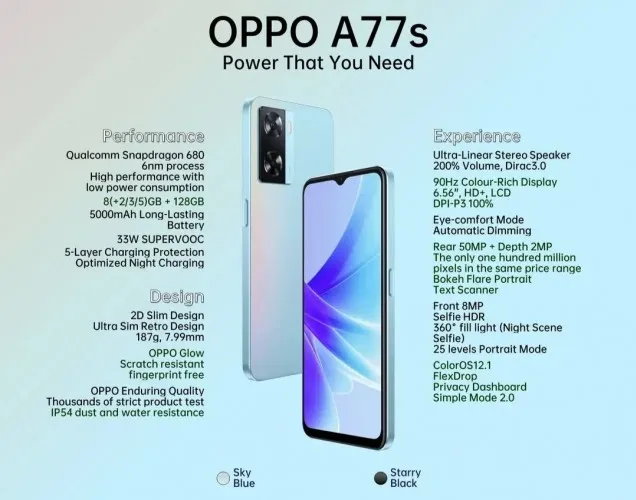 مواصفات Oppo A77s