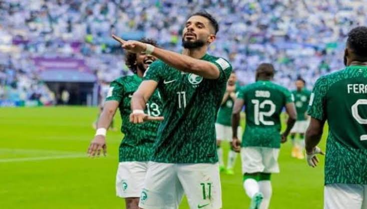 إحتفالات المنتخب السعودي بعد الفوز التاريخي على منتخب الأرجنتين 