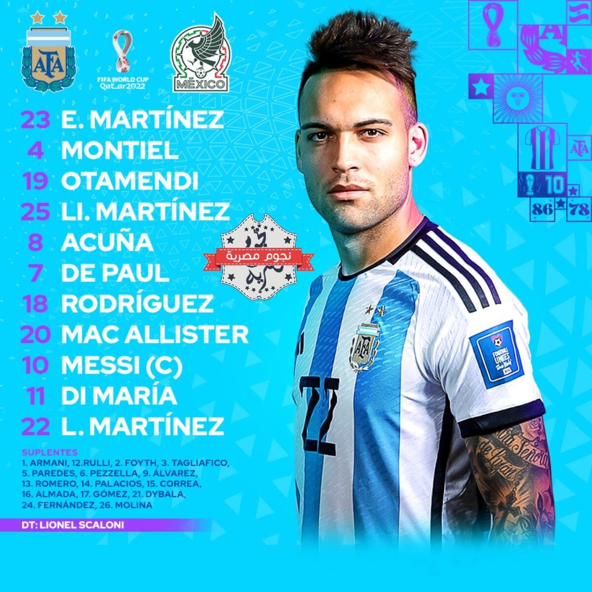 تشكيل المنتخب الأرجنتيني في مواجهة المكسيك في كأس العالم فيفا قطر 2022