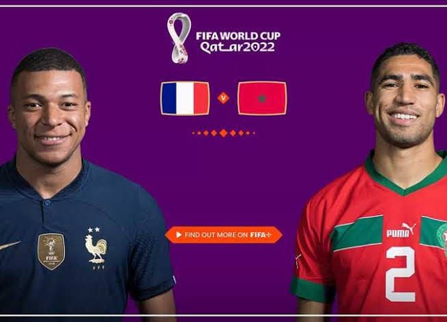 منتخب المغرب ومنتخب فرنسا في نصف نهائي كأس العالم 2022 قطر 