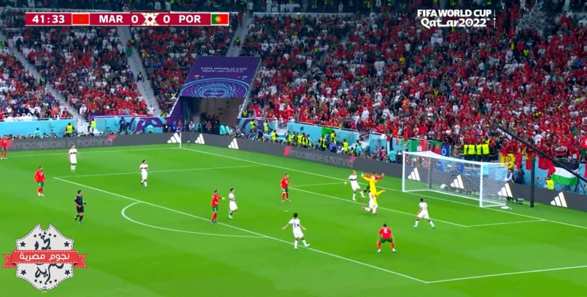 الهدف المغربي الأول في الشباك البرتغالية في كأس العالم 2022
