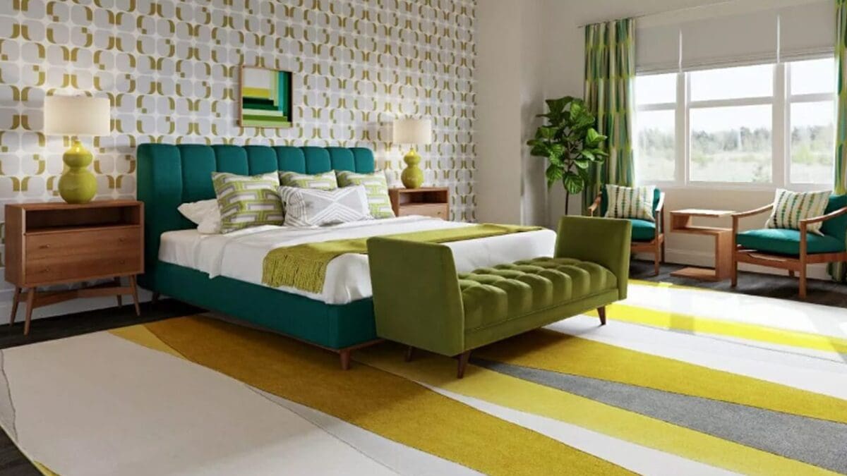 غرفة نوم بألوان زاهية