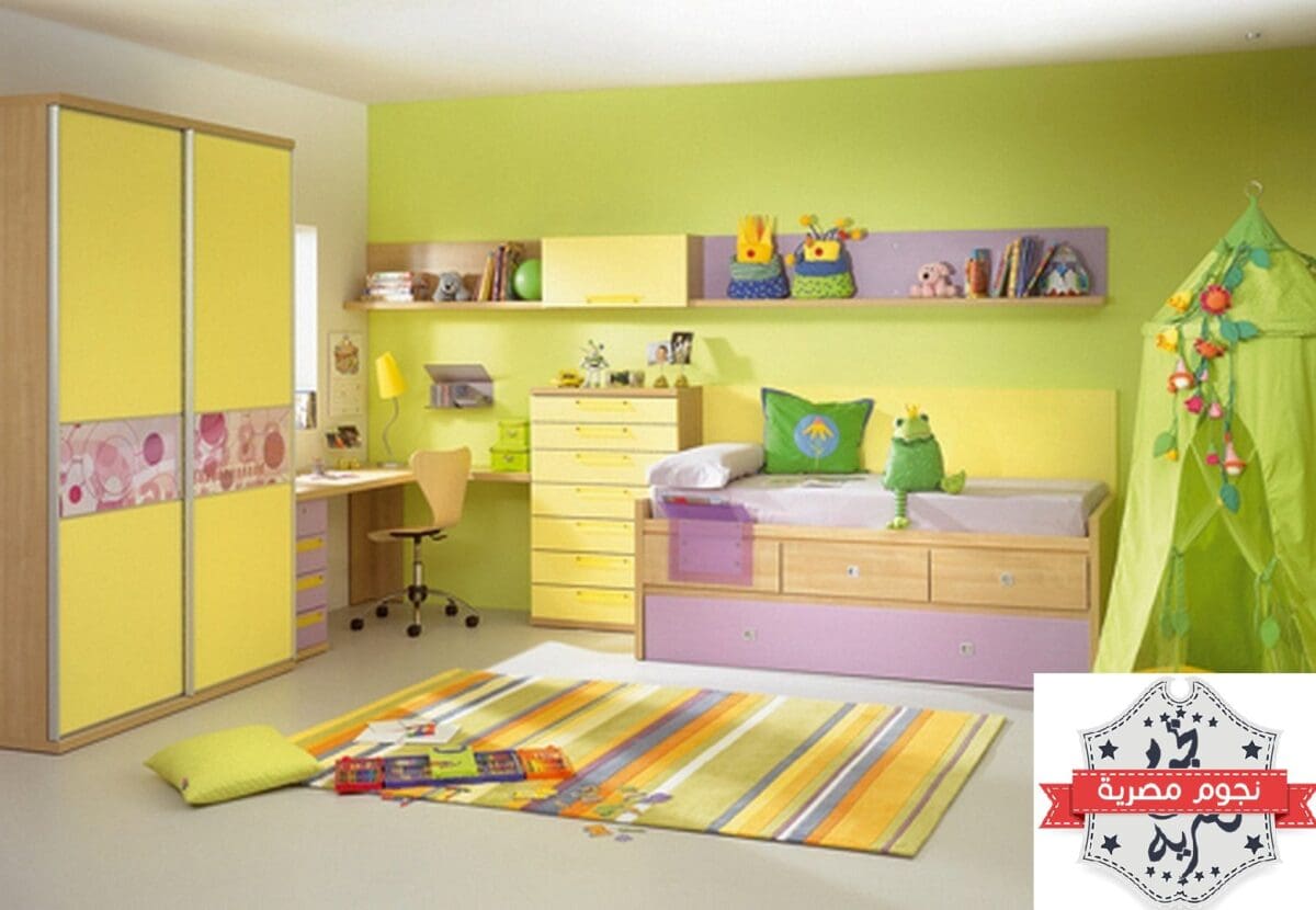 غرف نوم للأطفال بالوان متداخلة.