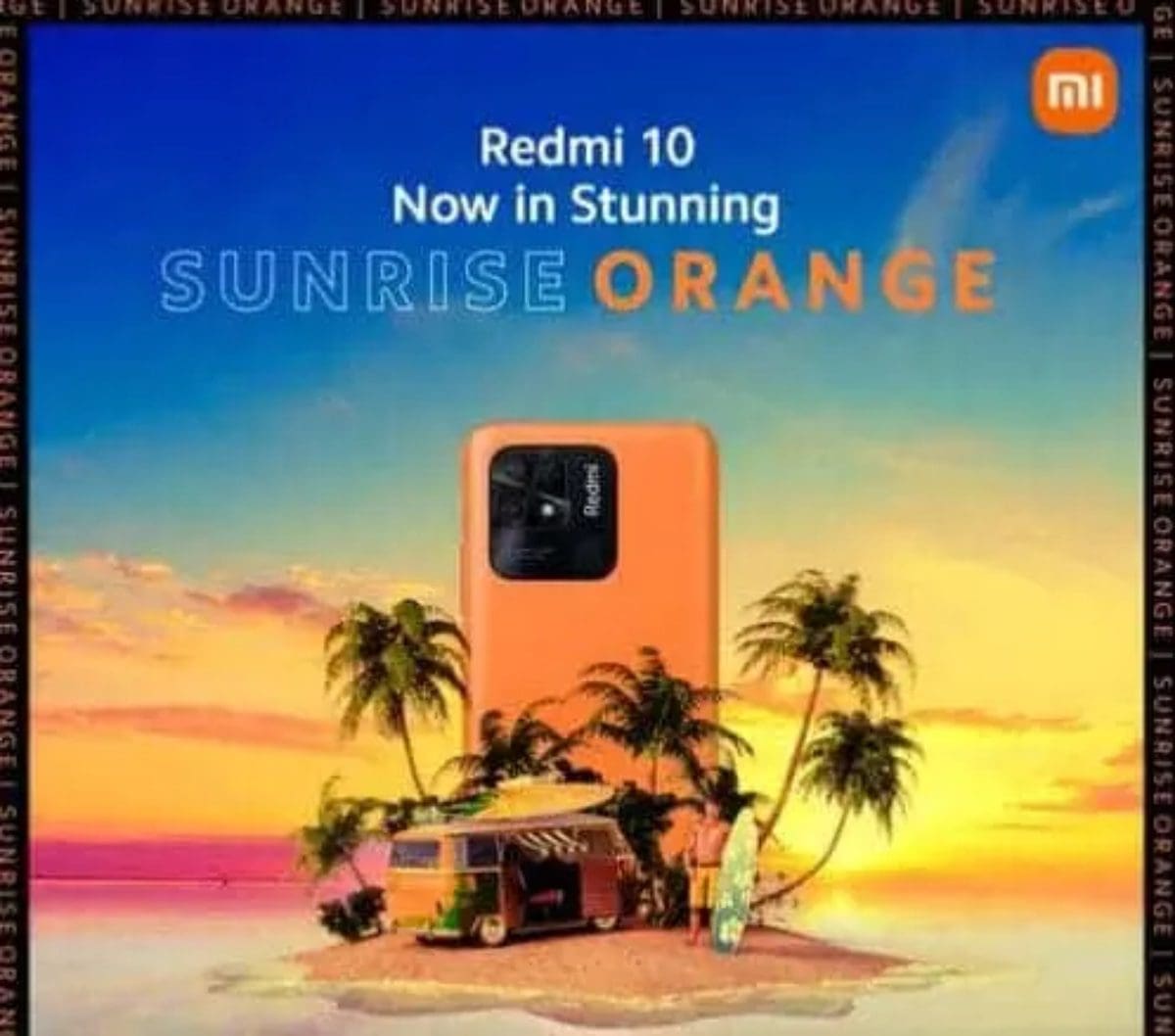 إصدار طراز Redmi 10 Sunrise باللون البرتقالي مع امسة نهائية تشبه الجلد