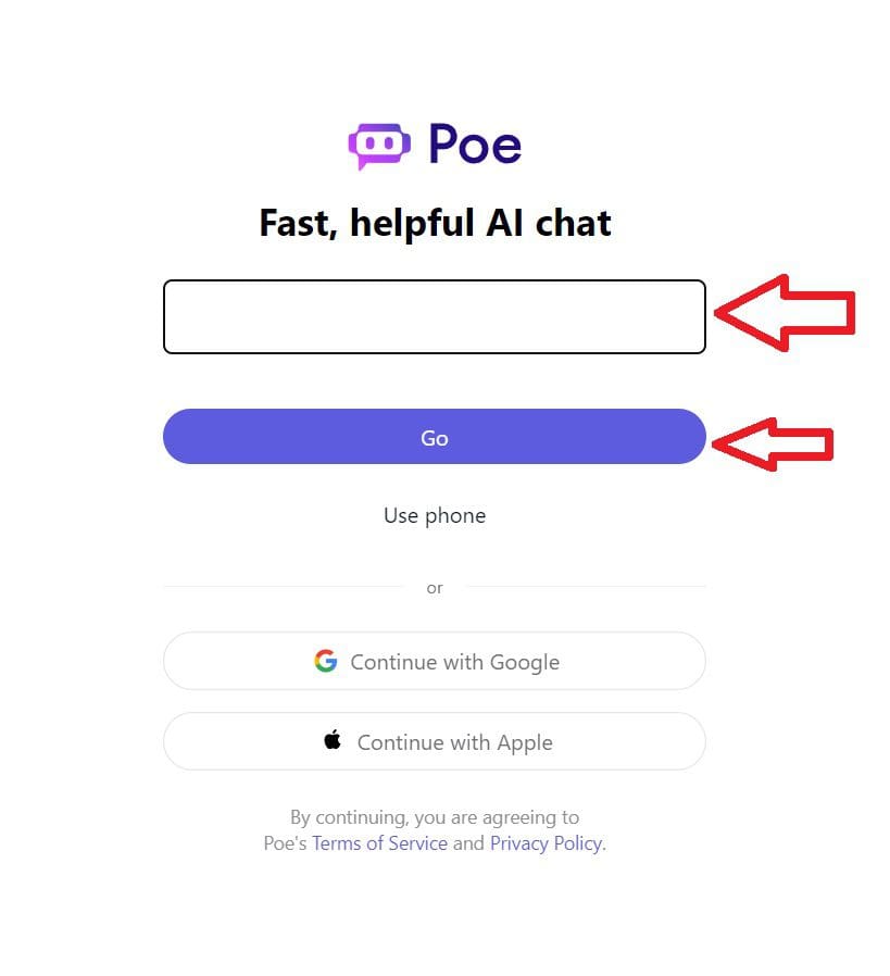 التسجيل في Chat GPT من موقع Poe