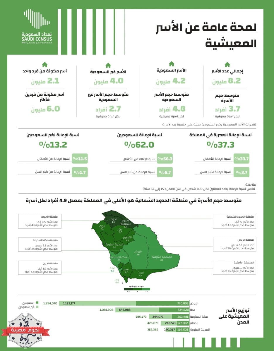 لمحة عن الأسر المعيشية في المملكة العربية السعودية