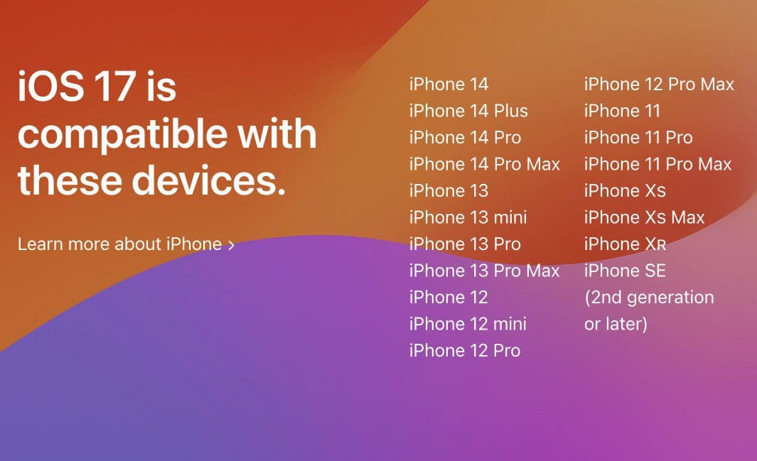 أبل تعلن عن الهواتف التي تدعم تحديث iOS 17 الجديد