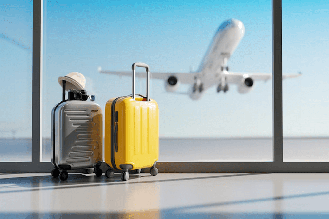 طائرة تغادر مطار الرياض وتتجه الي مطار القصيم وتم تجهيز حقائب السفر للانطلاق