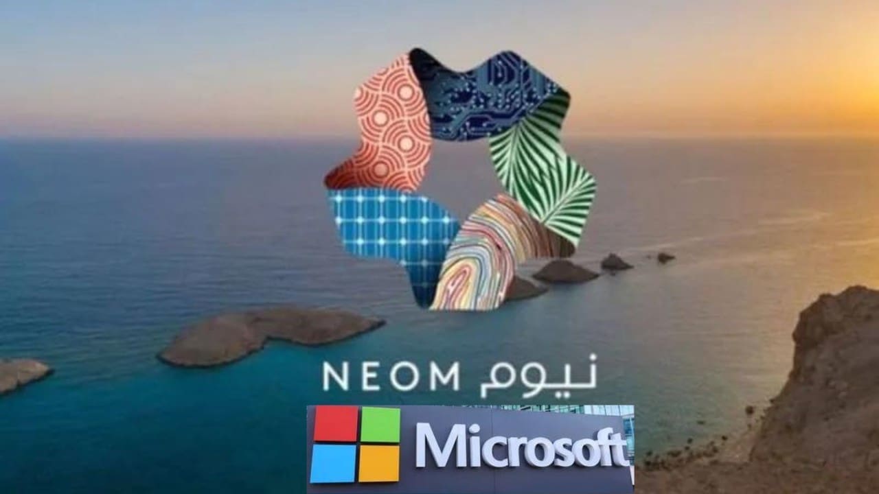 شعار مدينة نيوم وشركة مايكروسوفت