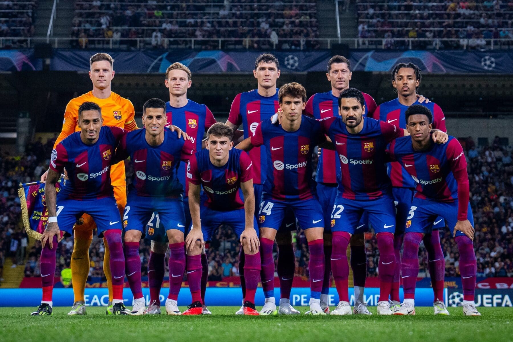 صورة لتشكيل فريق برشلونة في أخر مباراته- المصدر صفحة فريق برشلونة على موقع إكس