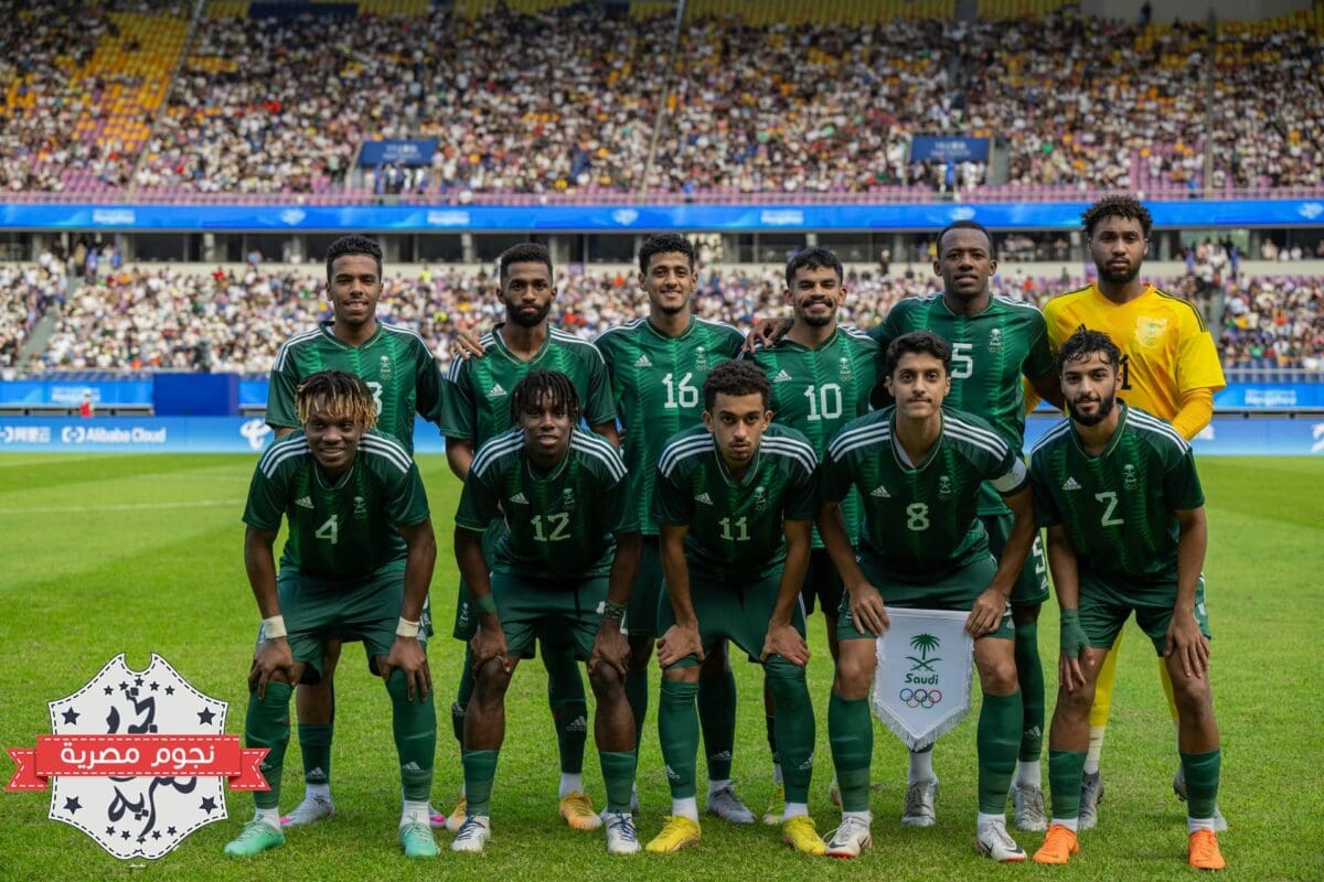 المنتخب السعودي الأولمبي المشارك في مواجهة أوزبكستان بدور ربع نهائي أسياد 2022 (مصدر الصورة. حساب اتحاد الكرة تويتر)