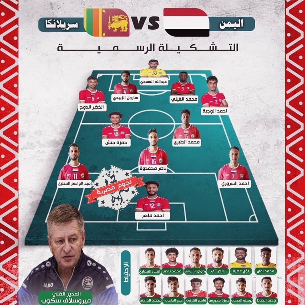 تشكيل المنتخب اليمني في مواجهة سريلانكا في تصفيات كأس العالم (المصدر. متداول على تويتر)
