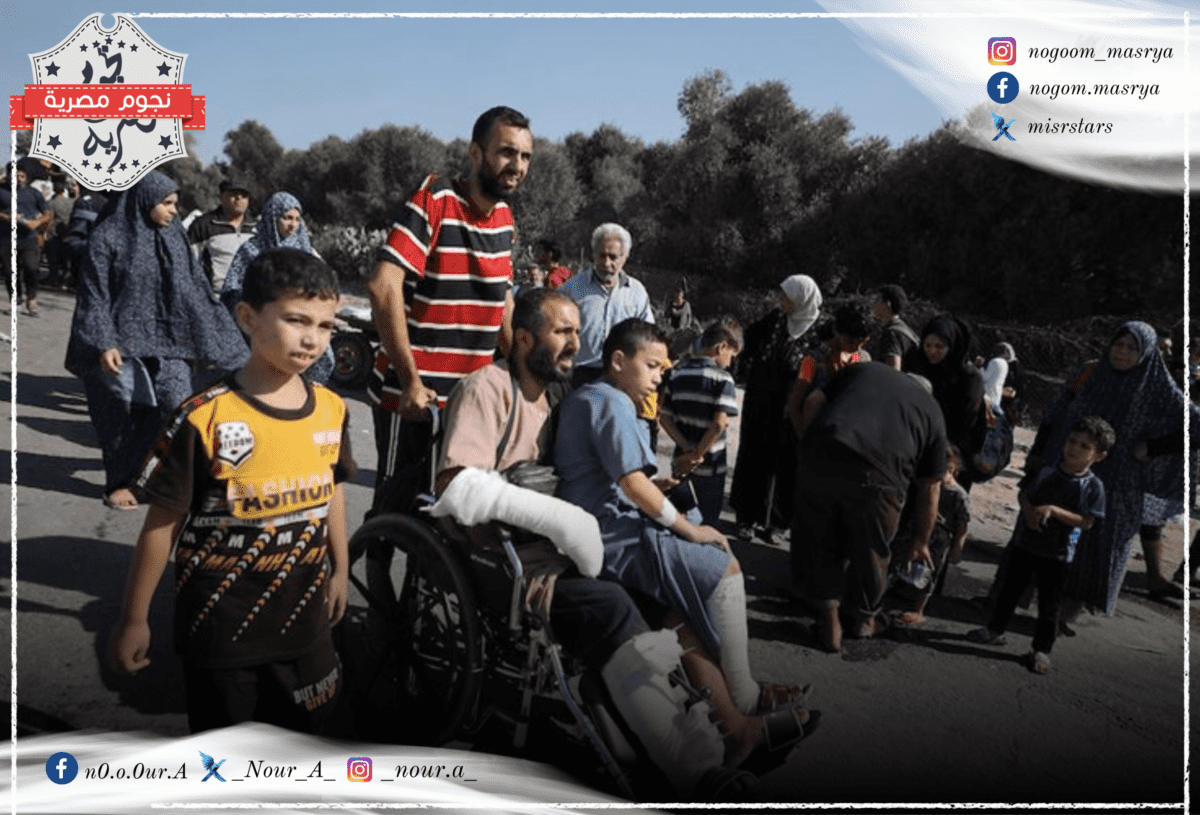 مجموعة من النازحين الفلسطينيين نتيجة الهجوم الإسرائيلي على قطاع غزة - مصدر الصورة: المركز الفلسطيني للإعلام