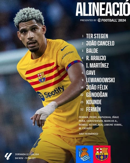 تشكيل برشلونة لمواجهة ريال سوسيداد - مصدر الصورة: حساب برشلونة على تويتر