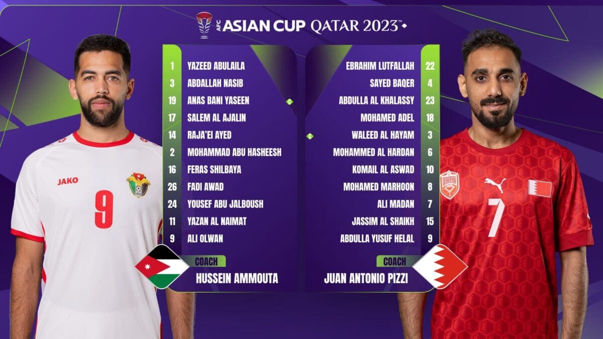 تشكيلة مباراة الأردن والبحرين - مصدر الصورة: حساب AsianCup2023 على تويتر