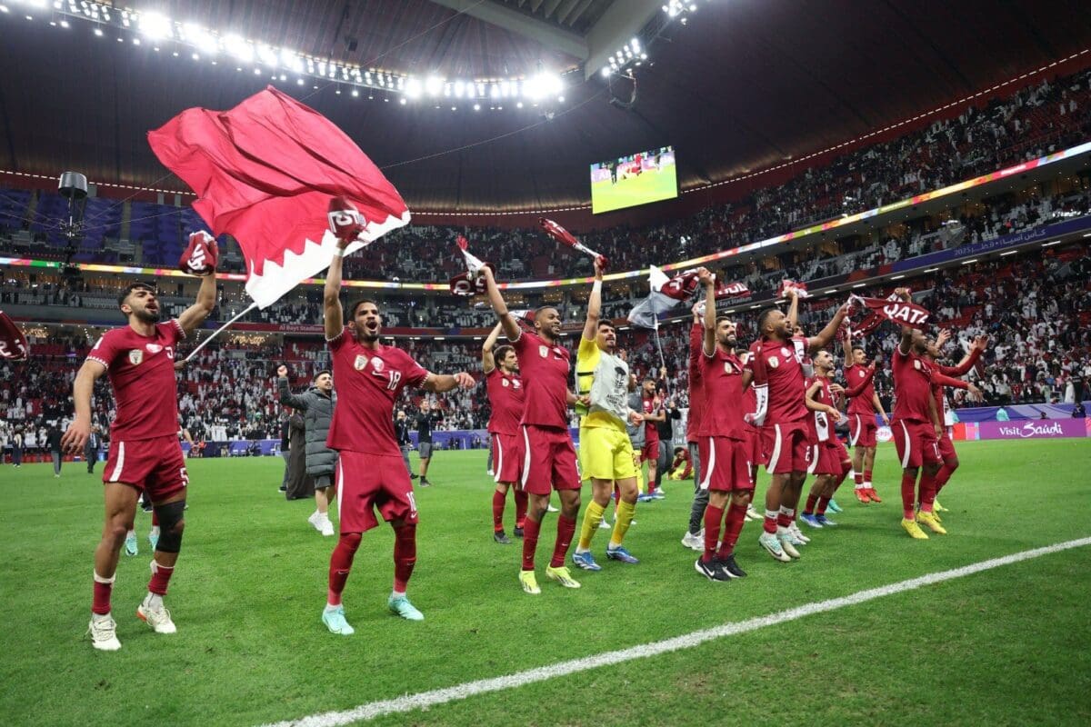 فرحة لاعبي قطر - مصدر الصورة: حساب الاتحاد القطري على تويتر