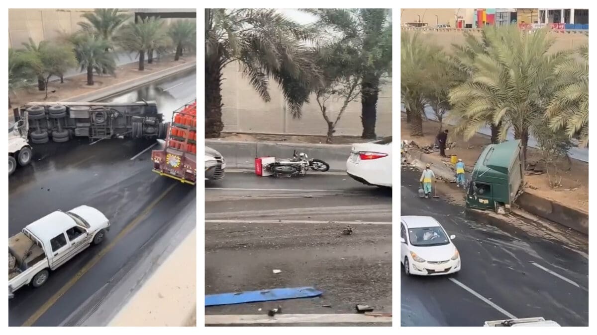 لحظات مرعبة: مقطع فيديو يوثق حادث سير مروع في الرياض "يقسم شاحنة إلى نصفين"