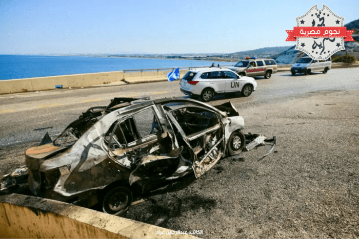 تفحم السيارة التي استهدفت بمسيرة إسرائيلية في الناقورة جنوب لبنان