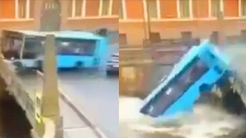 بالفيديو: حادث سقوط حافلة ركاب في نهر بروسيا يؤدي إلى وفاة 3 أشخاص